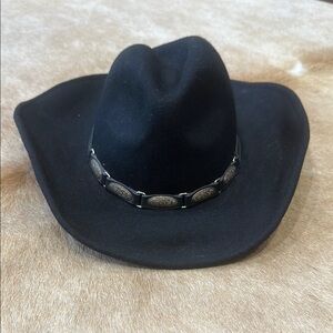 Black Vintage Western Cowboy Hat with silver hat band
